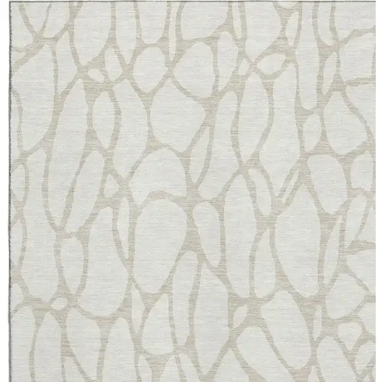 Ivory And Beige Geometric Washable Area Rug With UV Protection Photo 2