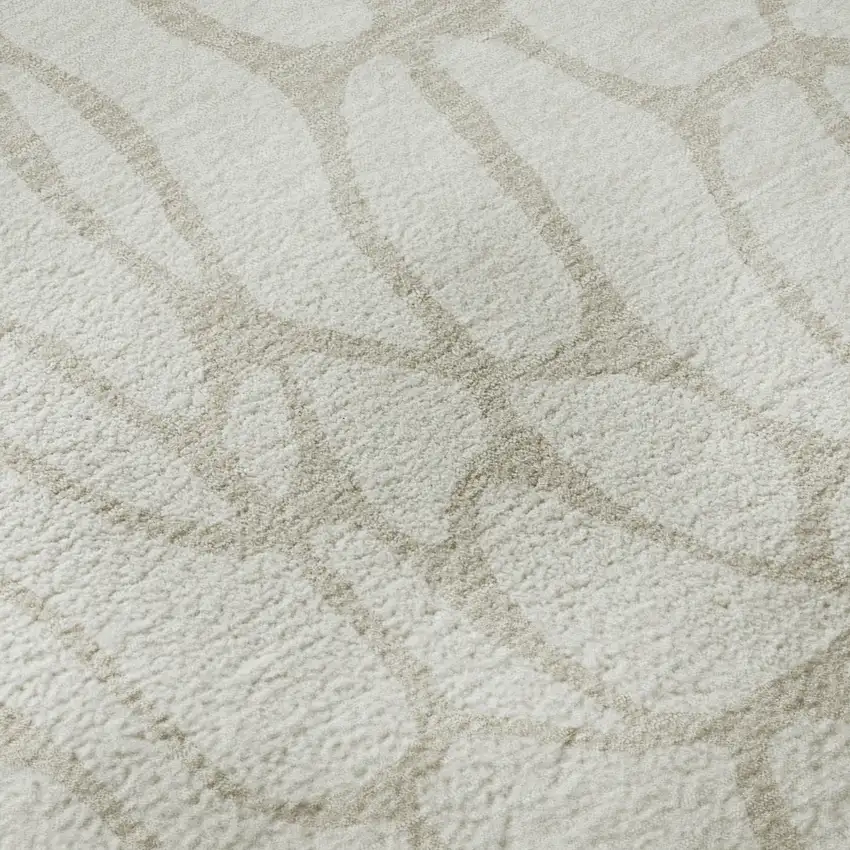 Ivory And Beige Geometric Washable Area Rug With UV Protection Photo 9