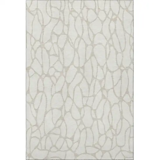 Ivory And Beige Geometric Washable Area Rug With UV Protection Photo 3