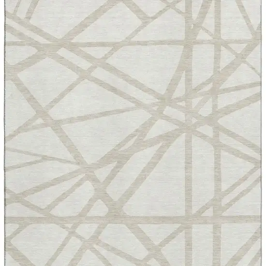 Ivory And Beige Geometric Washable Area Rug With UV Protection Photo 4