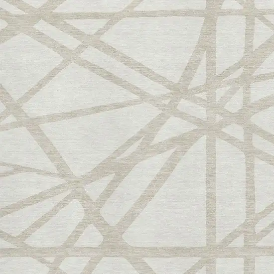 Ivory And Beige Geometric Washable Area Rug With UV Protection Photo 3