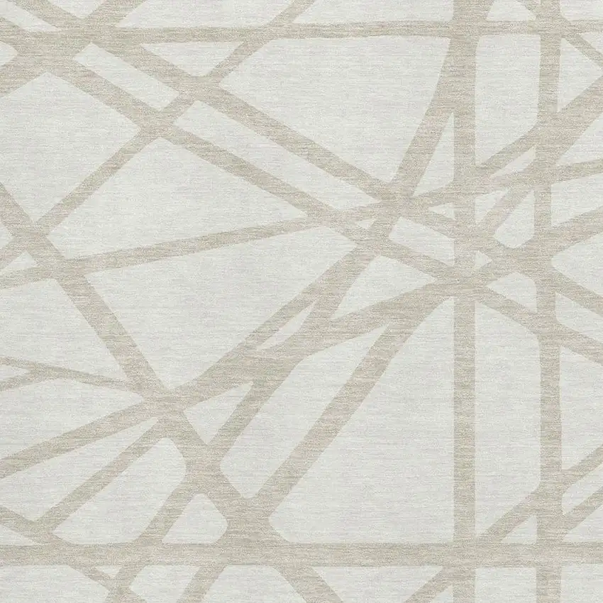 Ivory And Beige Geometric Washable Area Rug With UV Protection Photo 3