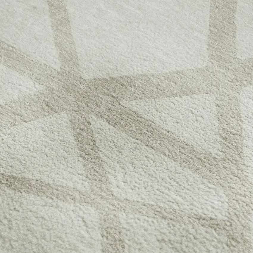 Ivory And Beige Geometric Washable Area Rug With UV Protection Photo 2