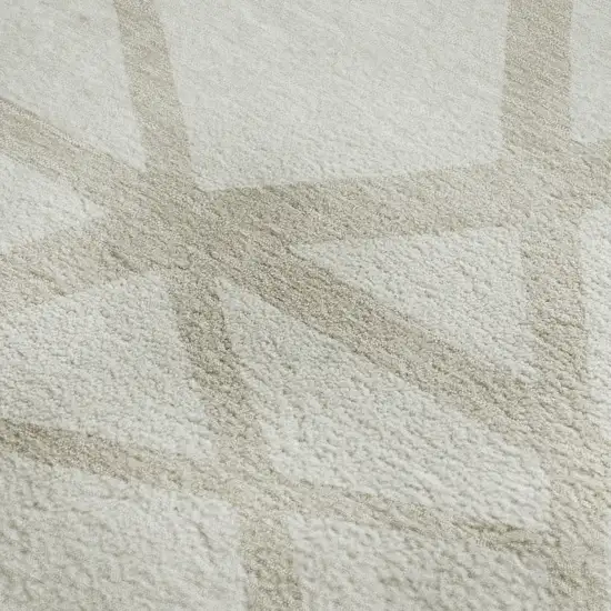 Ivory And Beige Geometric Washable Area Rug With UV Protection Photo 2
