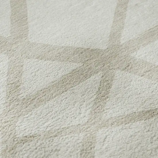 Ivory And Beige Geometric Washable Area Rug With UV Protection Photo 1