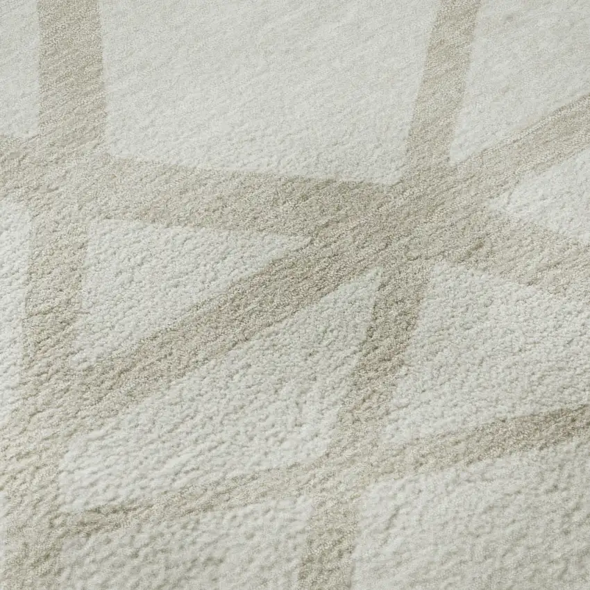 Ivory And Beige Geometric Washable Area Rug With UV Protection Photo 1