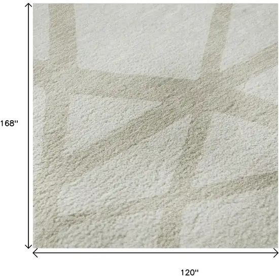 Ivory And Beige Geometric Washable Area Rug With UV Protection Photo 9