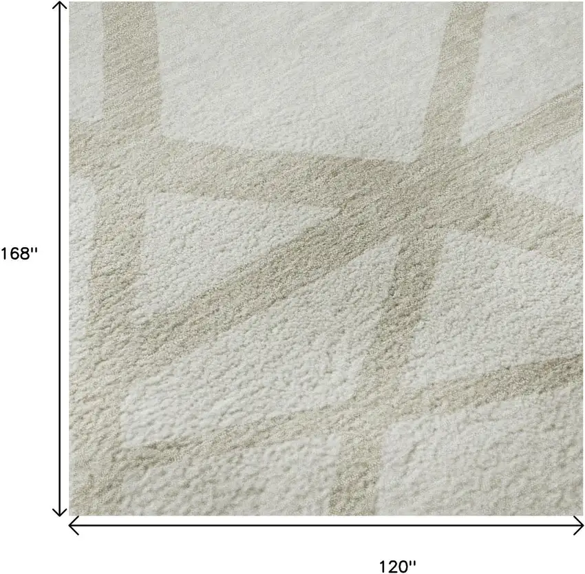 Ivory And Beige Geometric Washable Area Rug With UV Protection Photo 9
