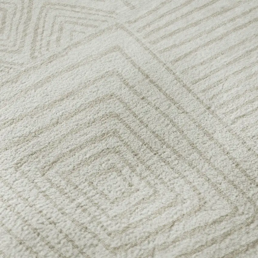 Ivory And Beige Geometric Washable Area Rug With UV Protection Photo 9