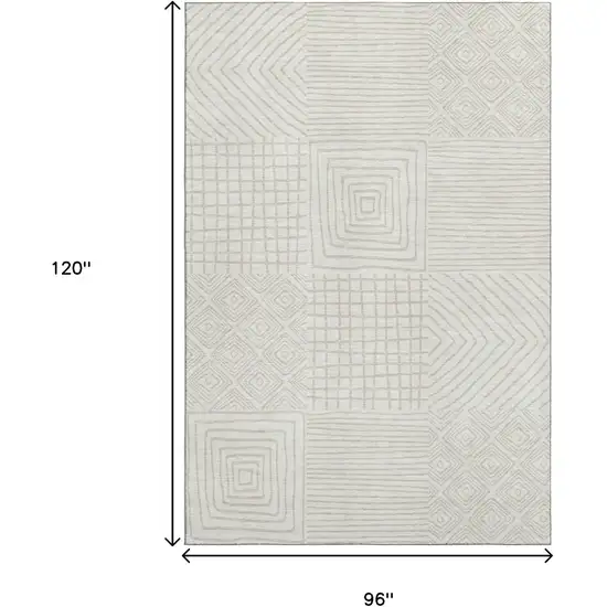 Ivory And Beige Geometric Washable Area Rug With UV Protection Photo 9