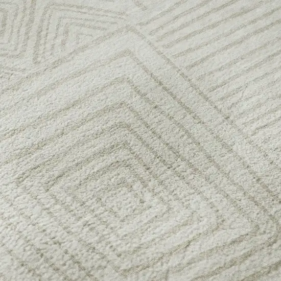Ivory And Beige Geometric Washable Area Rug With UV Protection Photo 9