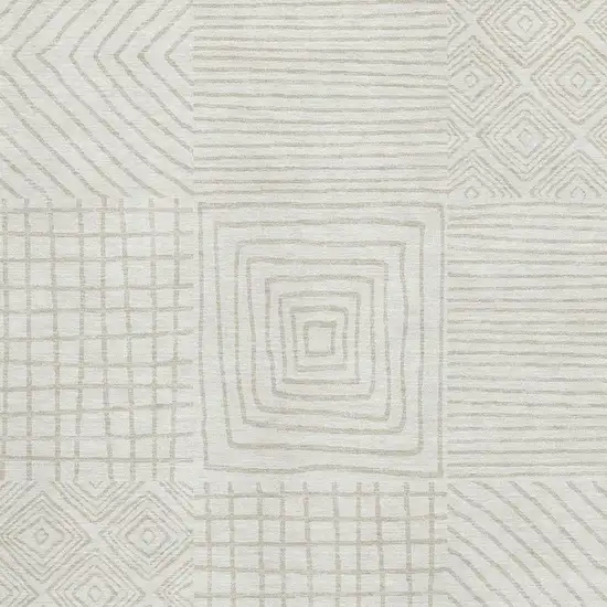 Ivory And Beige Geometric Washable Area Rug With UV Protection Photo 2