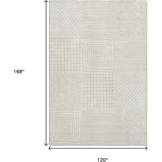 Ivory And Beige Geometric Washable Area Rug With UV Protection Photo 9