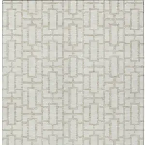 Photo of Ivory And Beige Geometric Washable Indoor Outdoor Area Rug