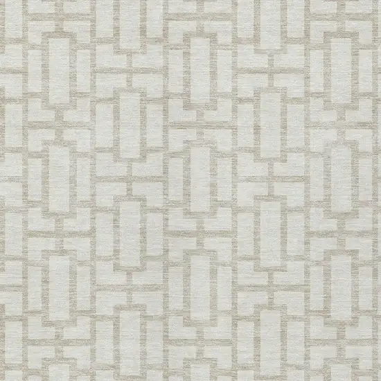 Ivory And Beige Geometric Washable Indoor Outdoor Area Rug Photo 6