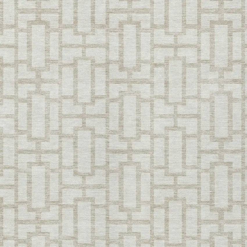 Ivory And Beige Geometric Washable Indoor Outdoor Area Rug Photo 6