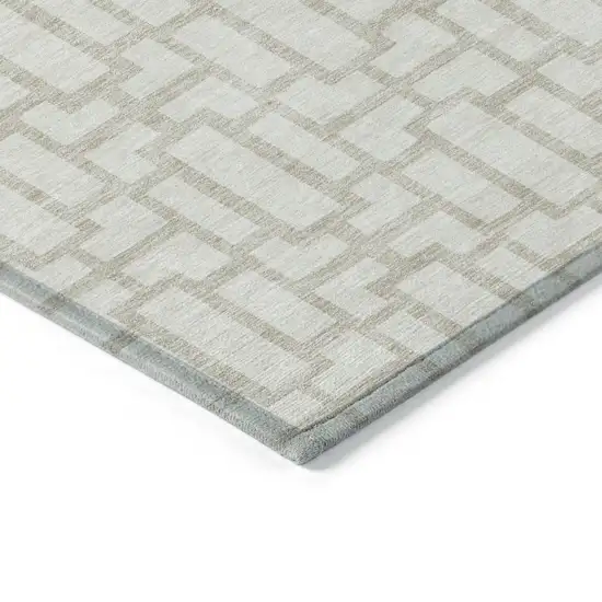 Ivory And Beige Geometric Washable Indoor Outdoor Area Rug Photo 5