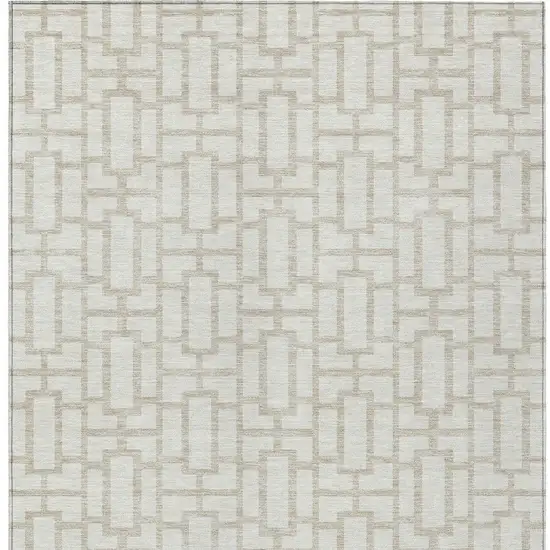 Ivory And Beige Geometric Washable Indoor Outdoor Area Rug Photo 7