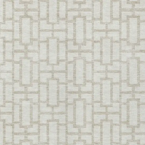 Ivory And Beige Geometric Washable Indoor Outdoor Area Rug Photo 6
