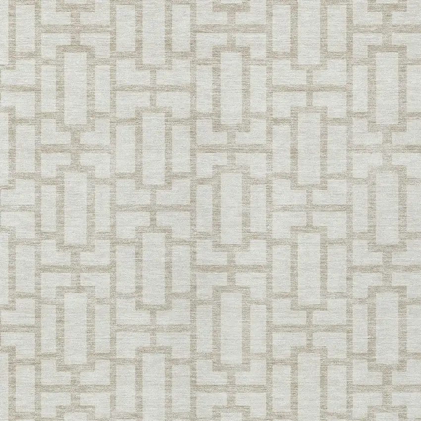 Ivory And Beige Geometric Washable Indoor Outdoor Area Rug Photo 6