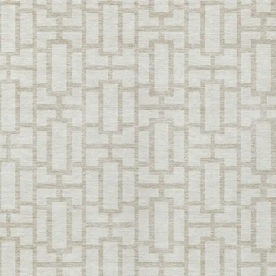 Ivory And Beige Geometric Washable Indoor Outdoor Area Rug Photo 6