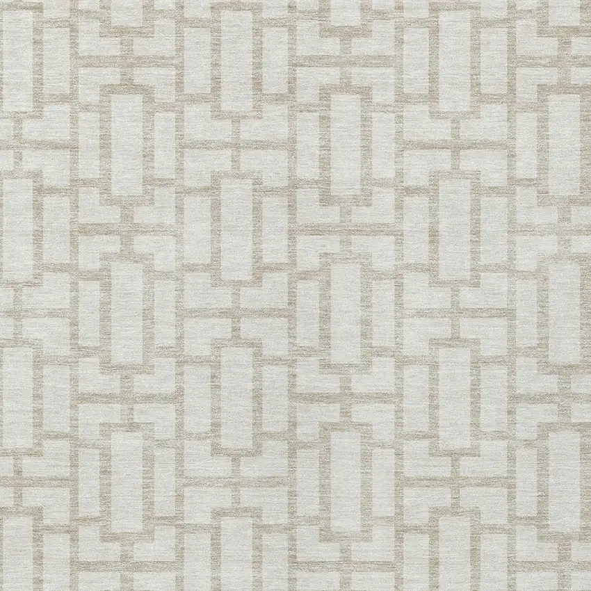 Ivory And Beige Geometric Washable Indoor Outdoor Area Rug Photo 6