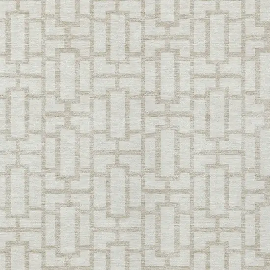 Ivory And Beige Geometric Washable Indoor Outdoor Area Rug Photo 6