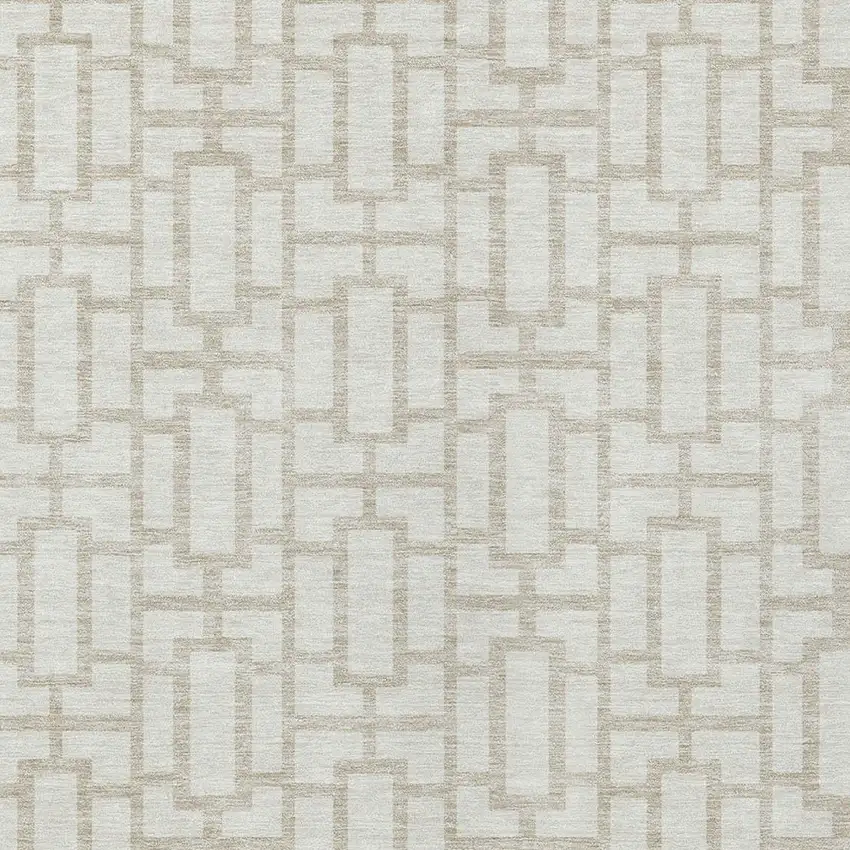 Ivory And Beige Geometric Washable Indoor Outdoor Area Rug Photo 6