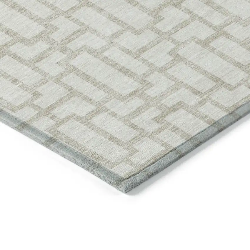 Ivory And Beige Geometric Washable Indoor Outdoor Area Rug Photo 5