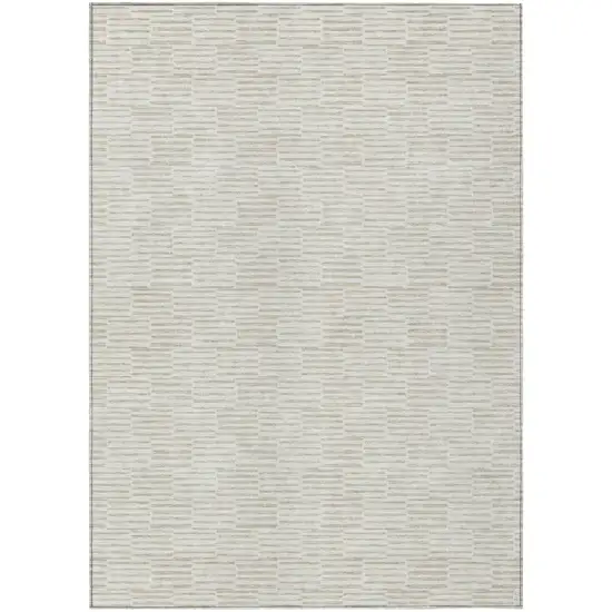 Ivory And Beige Geometric Washable Indoor Outdoor Area Rug Photo 2