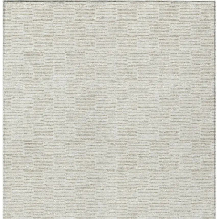 Ivory And Beige Geometric Washable Indoor Outdoor Area Rug Photo 6