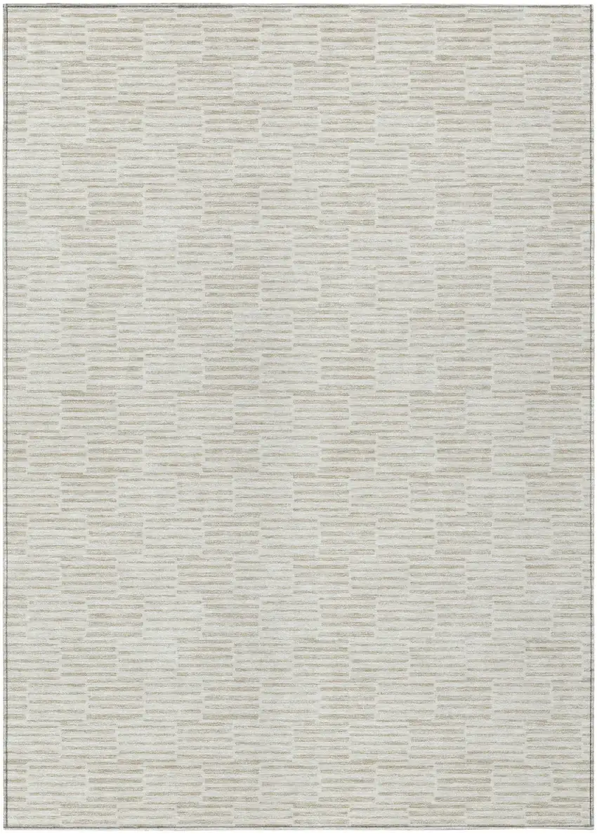 Ivory And Beige Geometric Washable Indoor Outdoor Area Rug Photo 2