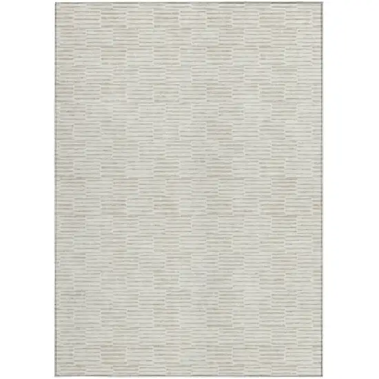 Ivory And Beige Geometric Washable Indoor Outdoor Area Rug Photo 7