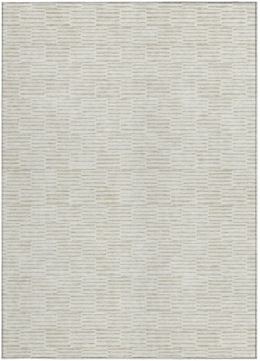 Ivory And Beige Geometric Washable Indoor Outdoor Area Rug Photo 7