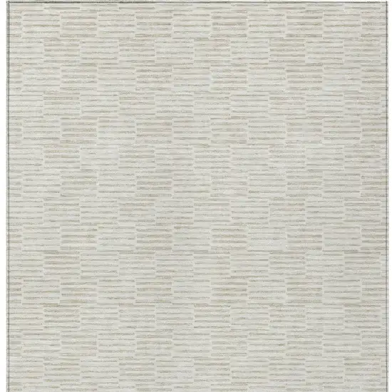 Ivory And Beige Geometric Washable Indoor Outdoor Area Rug Photo 6