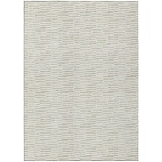 Ivory And Beige Geometric Washable Indoor Outdoor Area Rug Photo 2