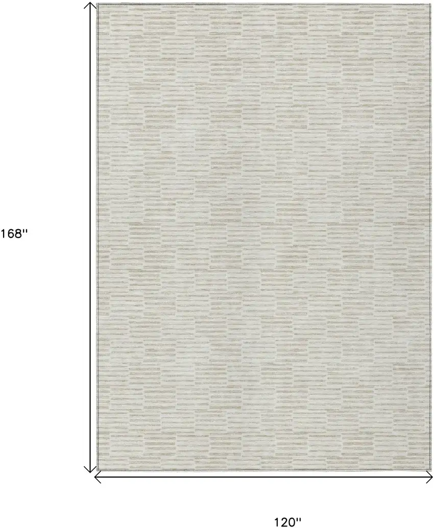 Ivory And Beige Geometric Washable Indoor Outdoor Area Rug Photo 3