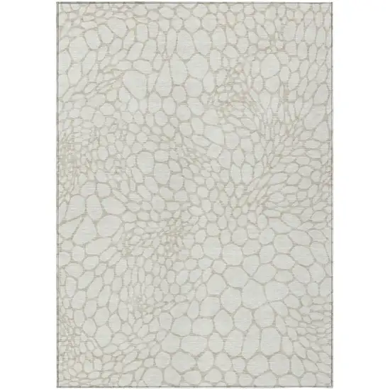Ivory And Beige Geometric Washable Indoor Outdoor Area Rug Photo 2