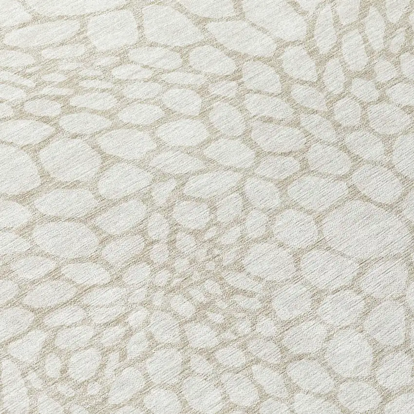 Ivory And Beige Geometric Washable Indoor Outdoor Area Rug Photo 8