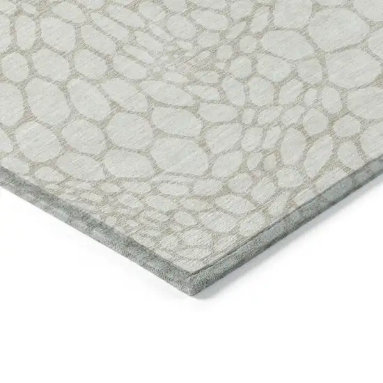 Ivory And Beige Geometric Washable Indoor Outdoor Area Rug Photo 4