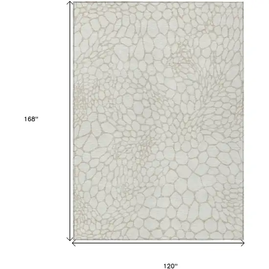 Ivory And Beige Geometric Washable Indoor Outdoor Area Rug Photo 3