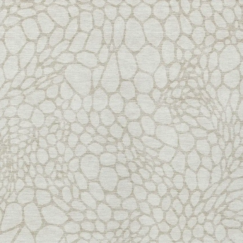 Ivory And Beige Geometric Washable Indoor Outdoor Area Rug Photo 6