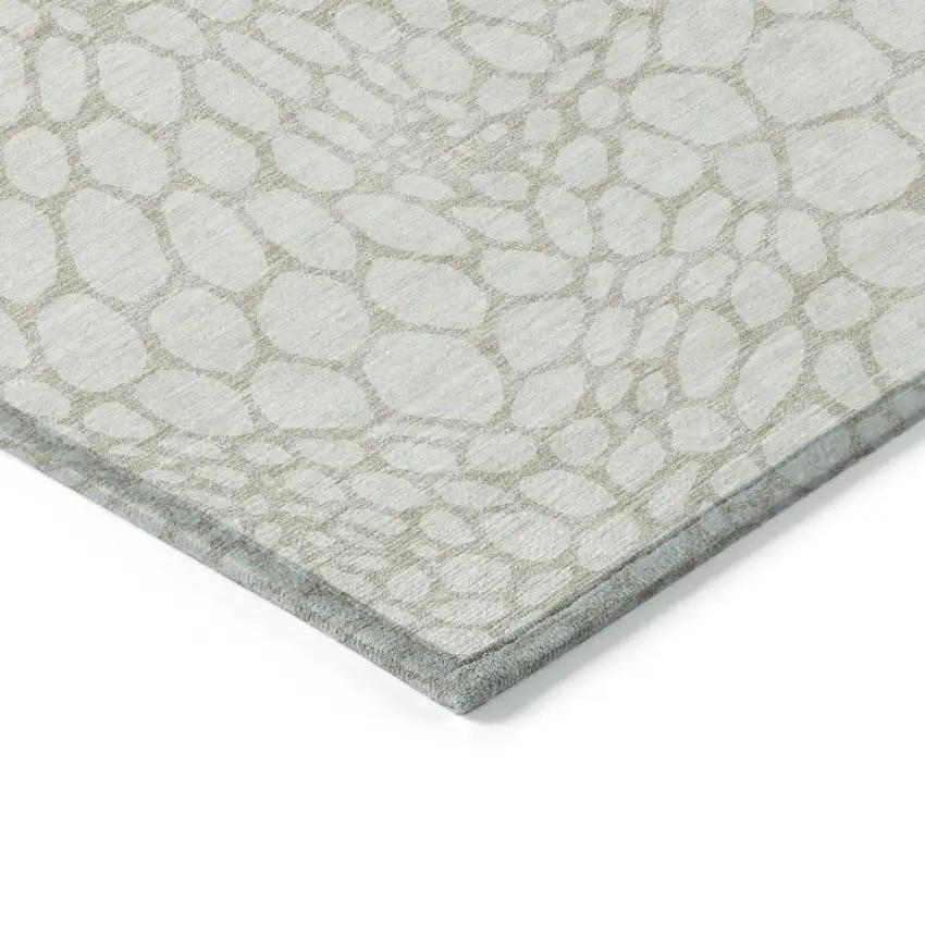 Ivory And Beige Geometric Washable Indoor Outdoor Area Rug Photo 5