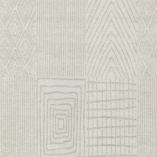 Ivory And Beige Geometric Washable Indoor Outdoor Area Rug Photo 5