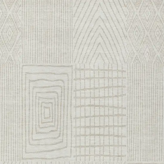 Ivory And Beige Geometric Washable Indoor Outdoor Area Rug Photo 5
