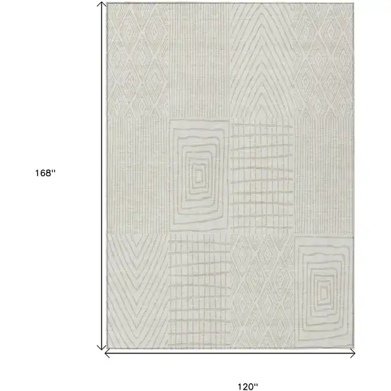 Ivory And Beige Geometric Washable Indoor Outdoor Area Rug Photo 3