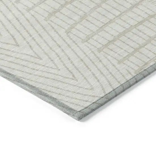 Ivory And Beige Geometric Washable Indoor Outdoor Area Rug Photo 4