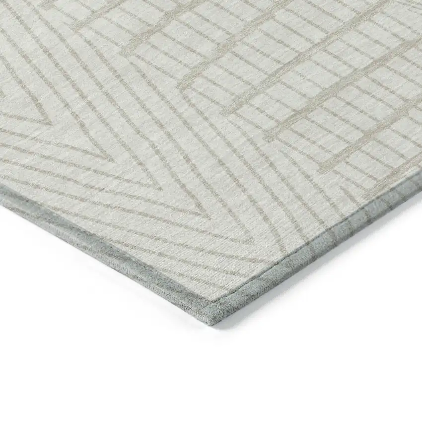 Ivory And Beige Geometric Washable Indoor Outdoor Area Rug Photo 4