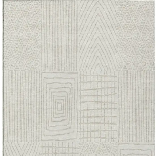 Ivory And Beige Geometric Washable Indoor Outdoor Area Rug Photo 6