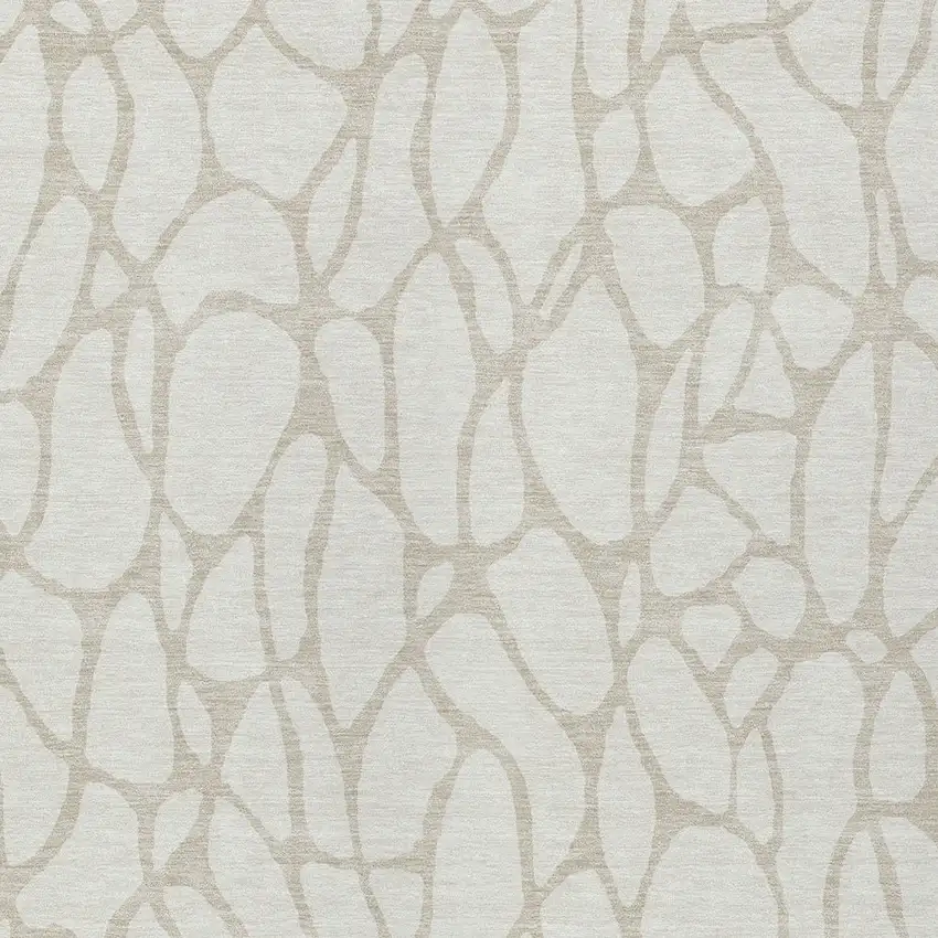 Ivory And Beige Geometric Washable Indoor Outdoor Area Rug Photo 6